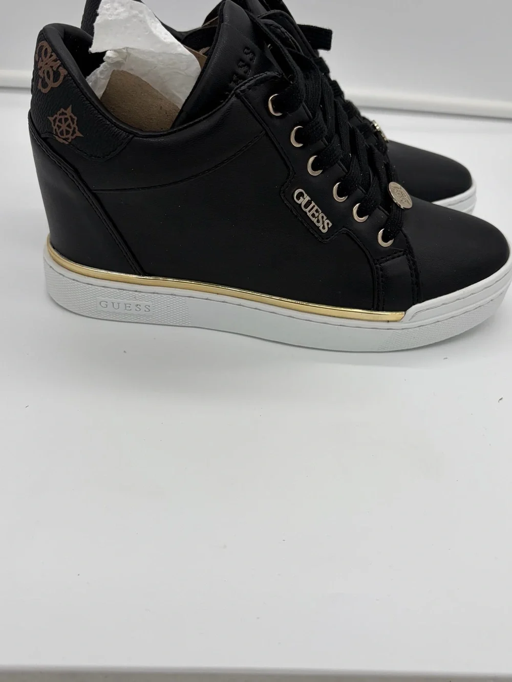 Guess Black Low-Top Platform Sneakers with White Soles